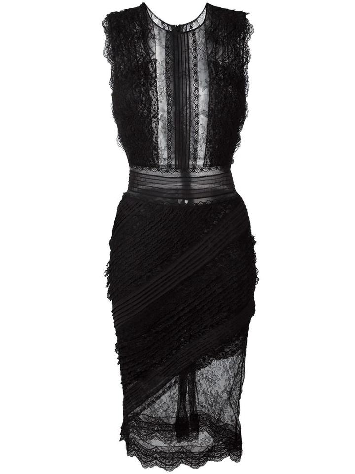 Ermanno Scervino Lace Detail Pleated Dress, Women's, Size: 44, Black, Polyamide