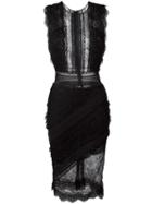 Ermanno Scervino Lace Detail Pleated Dress, Women's, Size: 44, Black, Polyamide