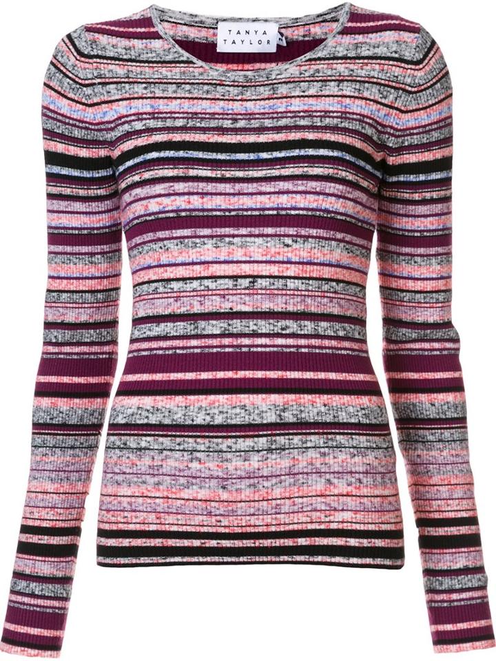 Tanya Taylor Fine Knit Striped Jumper, Women's, Size: Medium, Pink/purple, Polyester/viscose