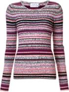 Tanya Taylor Fine Knit Striped Jumper, Women's, Size: Medium, Pink/purple, Polyester/viscose