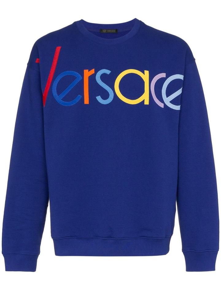 Versace Vers Emb Logo Crw Swt Blu - Blue
