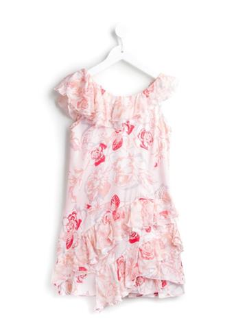 Miss Blumarine Ruffled Floral Dress, Girl's, Size: 8 Yrs, Pink/purple
