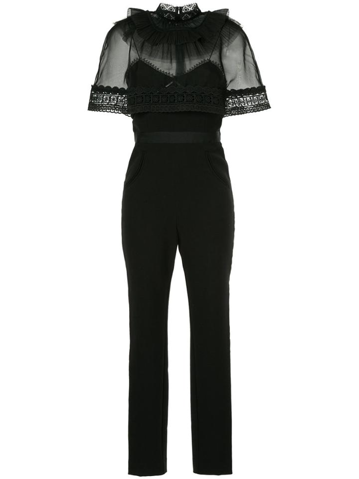 Self-portrait Capelet Jumpsuit - Black