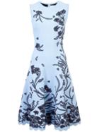 Carolina Herrera Floral Embroidered Dress - Blue
