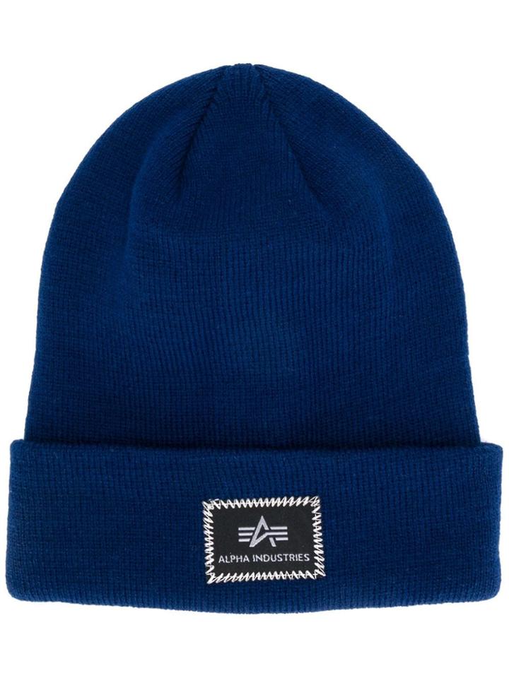 Alpha Industries Logo Patch Beanie - Blue