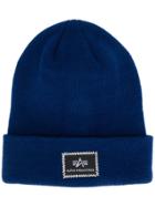 Alpha Industries Logo Patch Beanie - Blue