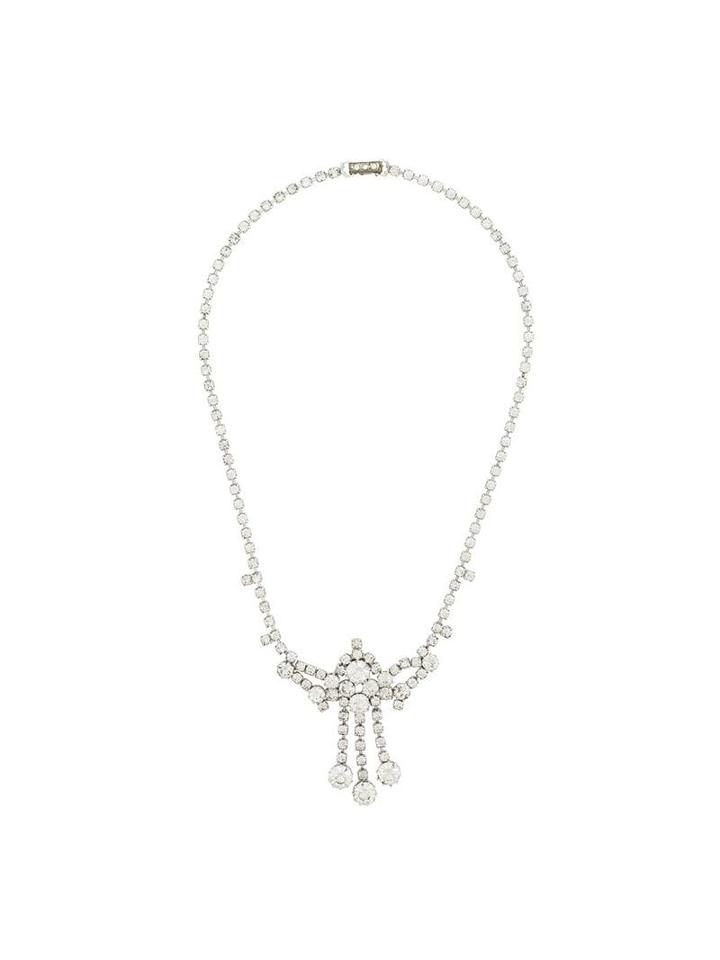 Susan Caplan Vintage 1960's Drop Pendant Necklace - Silver