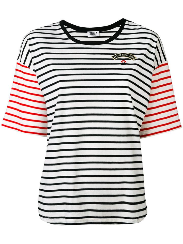 Sonia By Sonia Rykiel - Striped Panel T-shirt - Women - Cotton/modal - S, White, Cotton/modal