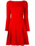 Paule Ka Pleated Flare Dress - Red