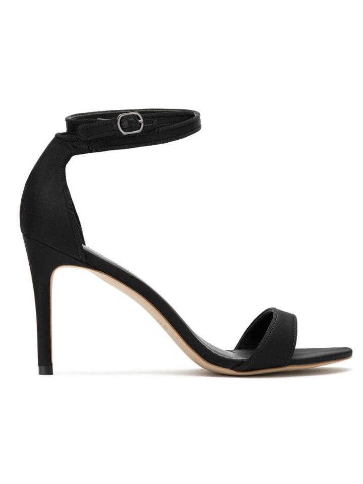 Sarah Chofakian Satin Stiletto Heel Sandals - Black