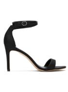 Sarah Chofakian Satin Stiletto Heel Sandals - Black
