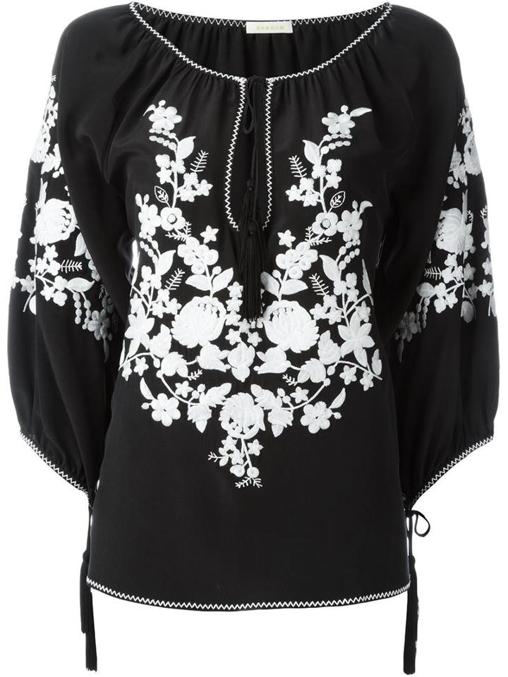 P.a.r.o.s.h. Floral Embroidery Top, Women's, Black, Silk