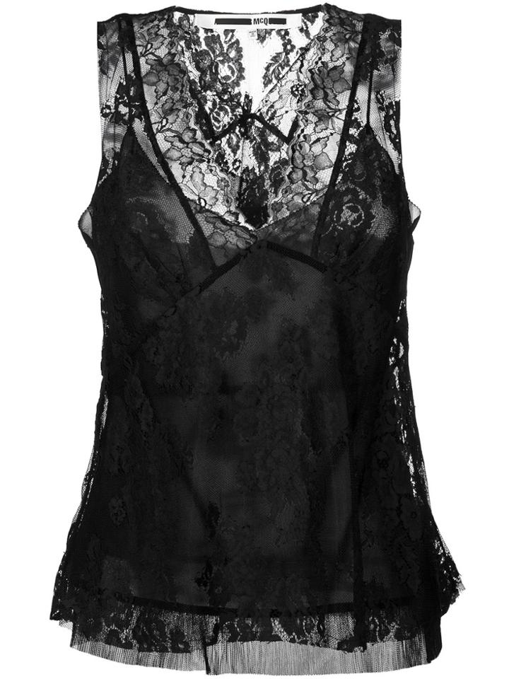 Mcq Alexander Mcqueen Lace Top - Black