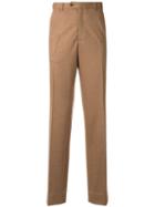 Brioni Creased Straight Leg Trousers - Brown