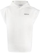 Applecore Sleeveless Logo Printed Hoodie - White