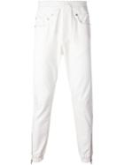 R13 Drawstring Jeans, Men's, Size: Xs, White, Leather/cotton/spandex/elastane