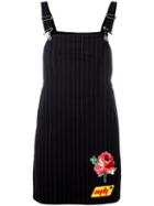 Au Jour Le Jour Pinstripe Dungaree Dress, Size: 42, Black, Spandex/elastane/wool/polyamide/pvc