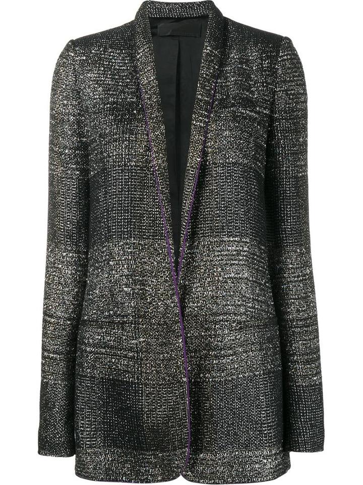 Haider Ackermann Striped Long Fitted Jacket, Women's, Size: 42, Black, Cotton/acrylic/rayon