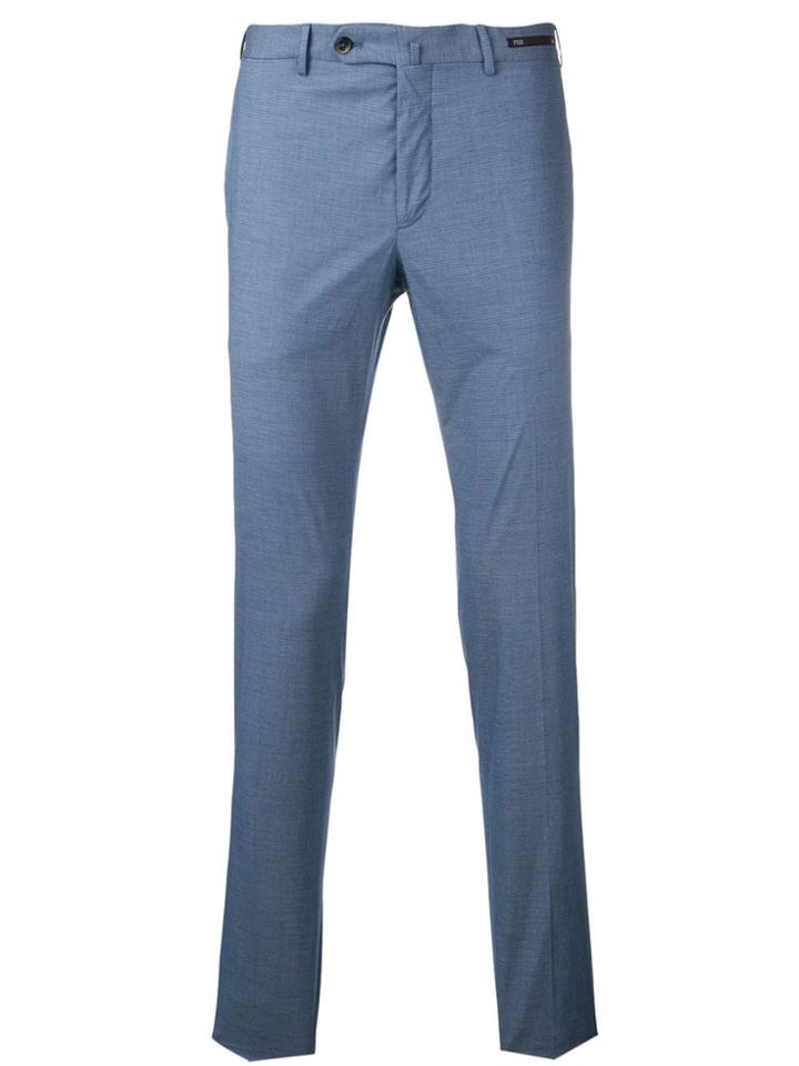 Pt01 Textured Slim Fit Trousers - Blue