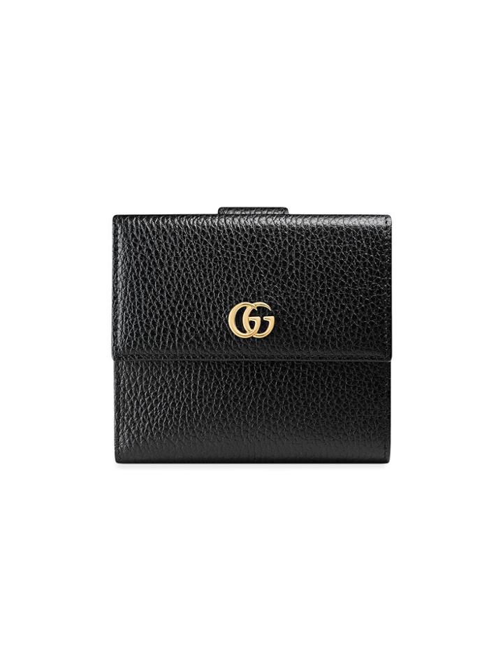 Gucci Leather French Flap Wallet - Black