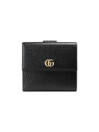 Gucci Leather French Flap Wallet - Black
