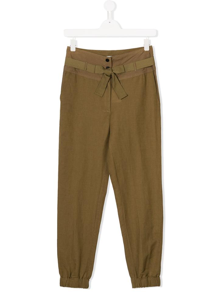 Les Coyotes De Paris Cuffed Casual Trousers - Green