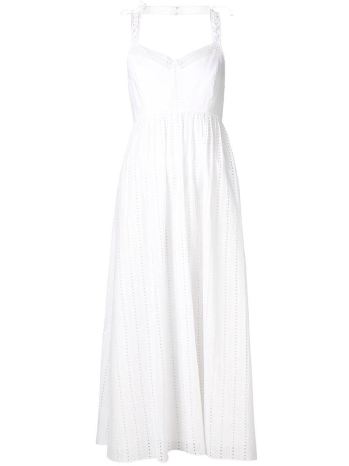 Thakoon Flared Embroidered Dress, Women's, Size: 4, White, Cotton/silk/polyester