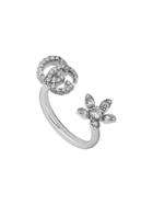 Gucci Ring With Flower And Double G And Diamonds - 9066