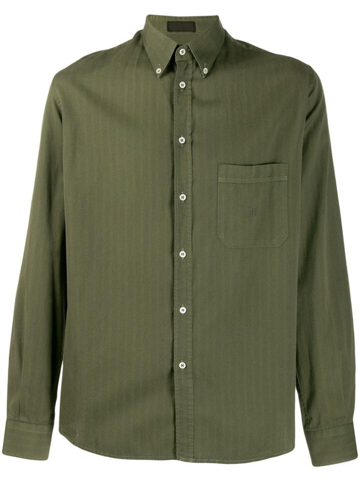 Balmain Pre-owned 1990's Tonal Striped Button-down Shirt - Green