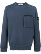 Stone Island - Zip Pocket Sweatshirt - Men - Cotton - L, Blue, Cotton