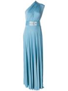 Elisabetta Franchi One Shoulder Pleated Dress - Blue
