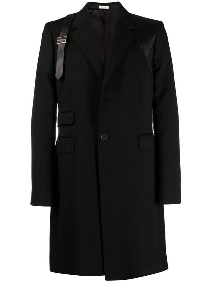 Alexander Mcqueen Harness Single-breasted Coat - Black