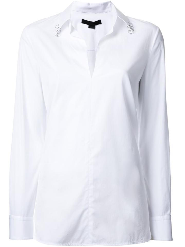 Alexander Wang Ring Pierced Collar Shirt, Women's, Size: 6, White, Cotton