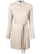 Theory Belted Shirt Dress - Brown