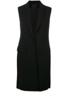 Alexander Wang Lace-up Detailed Long Gilet, Women's, Size: 4, Black, Spandex/elastane/acetate/viscose/polyester