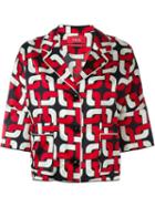 For Restless Sleepers Geometric Print Pyjama Shirt, Women's, Size: Medium, Red, Cotton/silk
