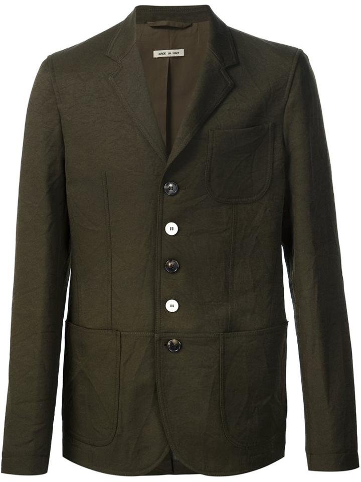 Marni Tech-poly Jacket, Men's, Size: 50, Green, Cotton/polyester