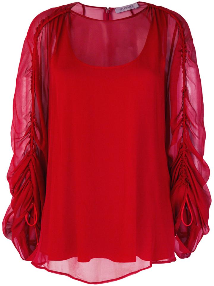 Sportmax Sheer Gathered Sleeves Blouse
