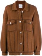 Barrie Contrast Stitch Knitted Jacket - Brown