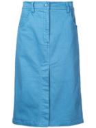 Tibi Dyed Twill Pencil Skirt - Blue