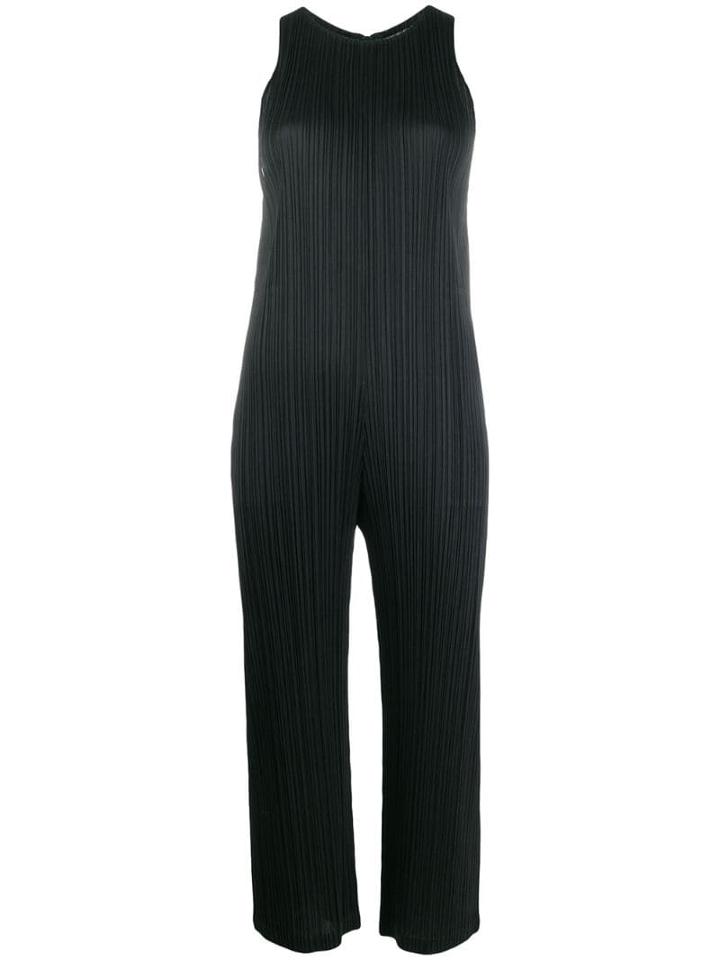 Pleats Please By Issey Miyake Sleeveless Cropped Jumpsuit - Black