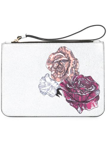 Demanumea Floral Print Clutch - Metallic