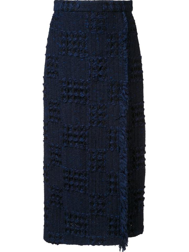 Monique Lhuillier Tassel Detail Skirt, Women's, Size: 8, Blue, Silk