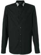 Alexander Mcqueen Peacock Feather Embroidered Collar Shirt - Black
