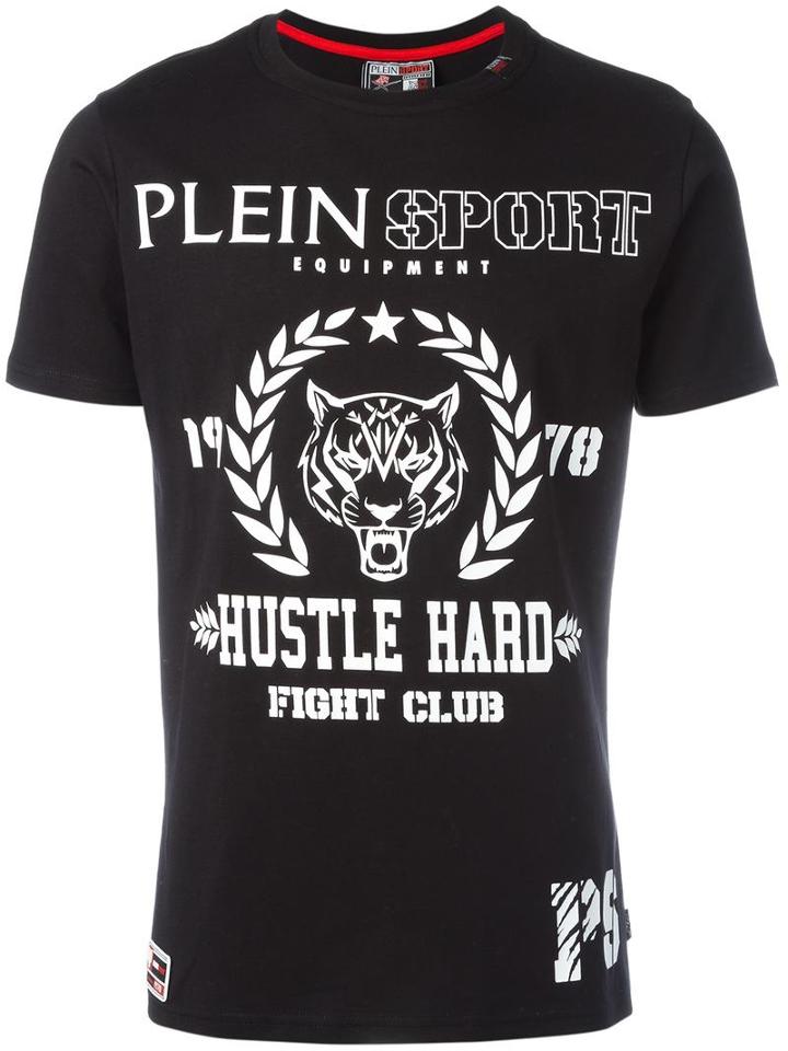 Plein Sport Logo Print T-shirt, Men's, Size: Xxl, Black, Cotton