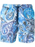 Etro Spiral Print Swim Shorts, Men's, Size: Xxl, Blue, Nylon