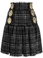 Dolce & Gabbana Queen Buttons Tweed Skirt - Black