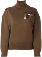 Each X Other Turtleneck Embroidered Jumper, Women's, Size: Large, Brown, Wool