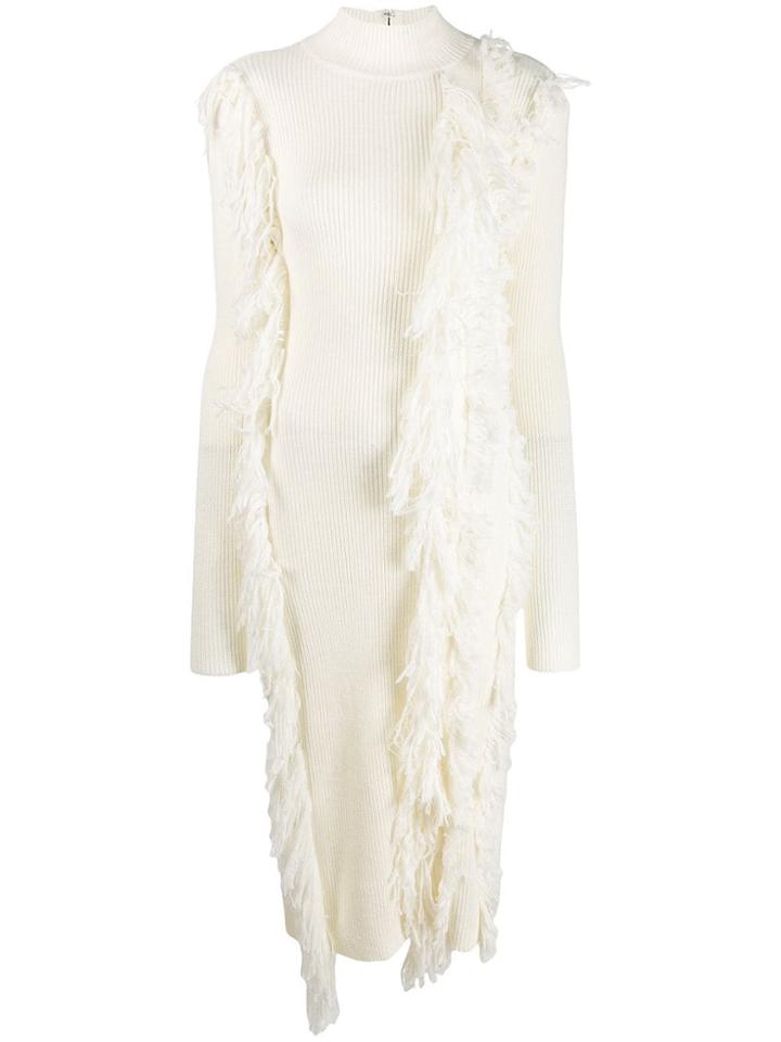 David Koma Fringed Sweater Dress - White