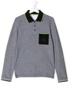 Boss Kids Teen Striped Trim Polo Shirt - Black